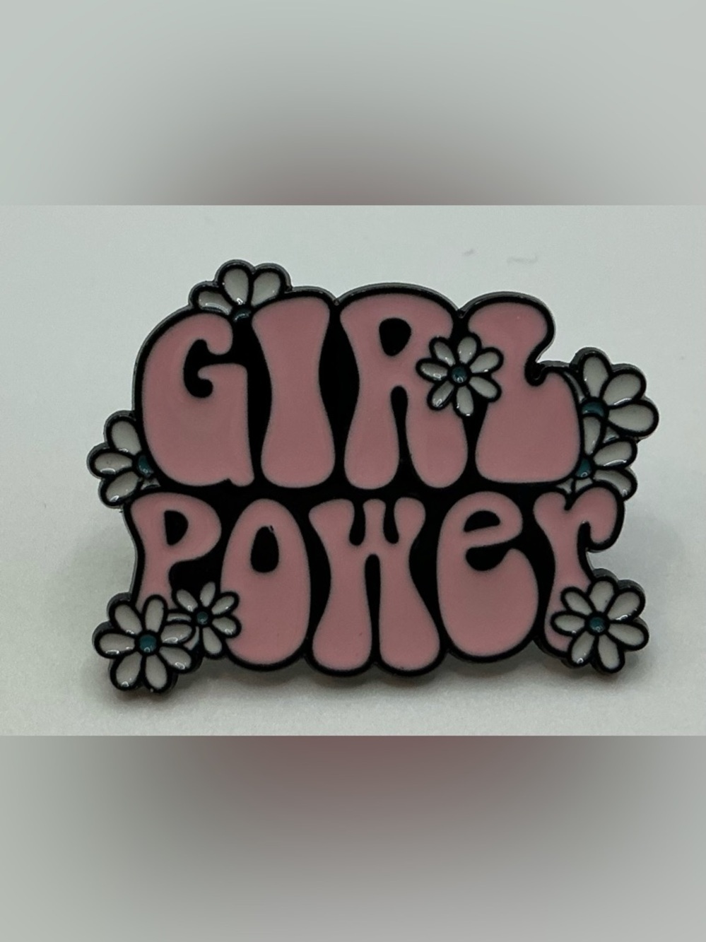 ENAMEL LAPEL PIN FLORAL PINK GIRL POWER